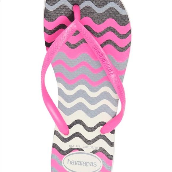 NWT Fits 8.5 - 10 Havaianas Slim Harmony WAVE Flip-Flop White Sole Pink Strap - Picture 7 of 13